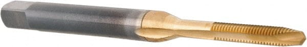 Spiral Point Tap: M2x0.40 Metric Coarse, 2 Flutes, Plug, 6H Class of Fit, High Speed Steel, TiN Coated MPN:K027711AS25