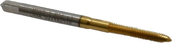 Spiral Point Tap: M3x0.50 Metric Coarse, 2 Flutes, Plug, 6H Class of Fit, High Speed Steel, TiN Coated MPN:K027723AS25