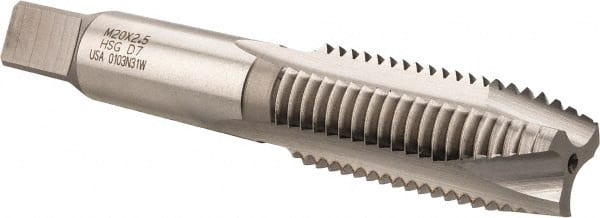 Spiral Point Tap: M20 x 2.5, Metric Coarse, 3 Flutes, Plug, 6H, High Speed Steel, Bright Finish MPN:K027798AS