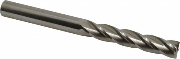 Square End Mill: 9/16'' Dia, 3'' LOC, 9/16'' Shank Dia, 6'' OAL, 4 Flutes, Solid Carbide MPN:750347