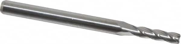 Square End Mill: 3/32'' Dia, 3/8'' LOC, 1/8'' Shank Dia, 1-1/2'' OAL, 4 Flutes, Solid Carbide MPN:750915