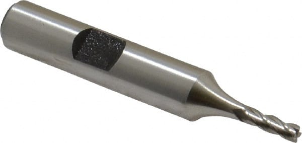 Square End Mill: 1/8'' Dia, 3/8'' LOC, 3/8'' Shank Dia, 2-5/16'' OAL, 4 Flutes, High Speed Steel MPN:E1039008