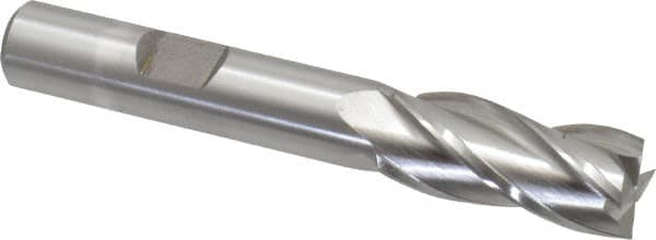 Square End Mill: 7/16'' Dia, 1'' LOC, 3/8'' Shank Dia, 2-11/16'' OAL, 4 Flutes, High Speed Steel MPN:E1039928