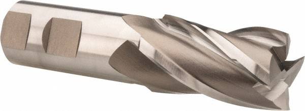 Square End Mill: 1-1/8'' Dia, 2'' LOC, 1'' Shank Dia, 4-1/2'' OAL, 4 Flutes, High Speed Steel MPN:E1042108