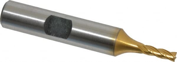 Square End Mill: 1/8'' Dia, 3/8'' LOC, 3/8'' Shank Dia, 2-5/16'' OAL, 4 Flutes, Cobalt MPN:E4039008