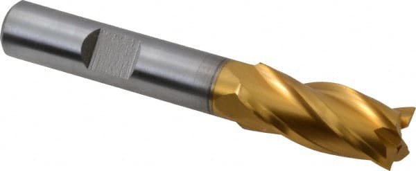 Square End Mill: 7/16'' Dia, 1'' LOC, 3/8'' Shank Dia, 2-11/16'' OAL, 4 Flutes, Cobalt MPN:E4039903