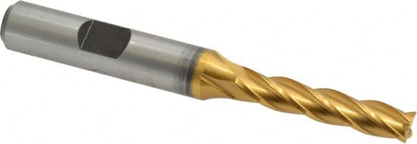 Square End Mill: 1/4'' Dia, 1-1/4'' LOC, 3/8'' Shank Dia, 3-1/16'' OAL, 4 Flutes, Cobalt MPN:E4040016