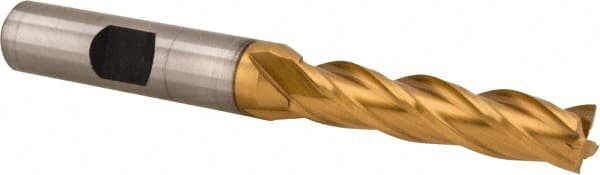 Square End Mill: 5/16'' Dia, 1-3/8'' LOC, 3/8'' Shank Dia, 3-1/8'' OAL, 4 Flutes, Cobalt MPN:E4040020