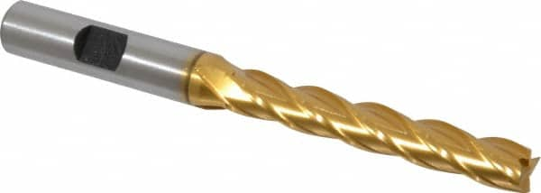 Square End Mill: 5/16'' Dia, 2'' LOC, 3/8'' Shank Dia, 3-3/4'' OAL, 4 Flutes, Cobalt MPN:E4041020