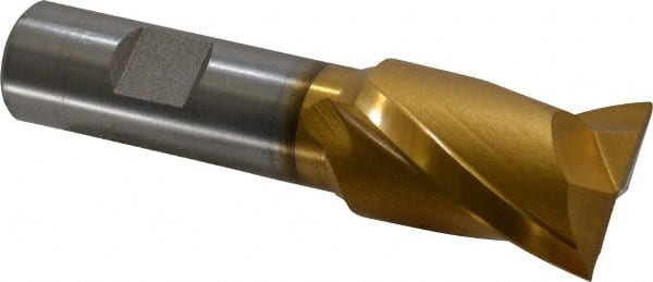 Square End Mill: 1-1/8'' Dia, 1-1/2'' LOC, 3/4'' Shank Dia, 3-7/8'' OAL, 2 Flutes, High Speed Steel MPN:E803010803