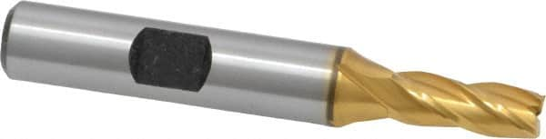 Square End Mill: 1/4'' Dia, 5/8'' LOC, 3/8'' Shank Dia, 2-7/16'' OAL, 4 Flutes, High Speed Steel MPN:E8031016