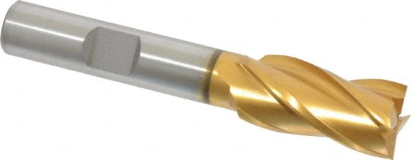 Square End Mill: 1/2'' Dia, 1'' LOC, 3/8'' Shank Dia, 2-11/16'' OAL, 4 Flutes, High Speed Steel MPN:E8031903