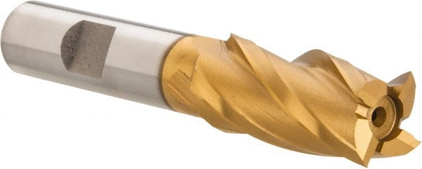 Square End Mill: 5/8'' Dia, 1-3/8'' LOC, 1/2'' Shank Dia, 3-3/8'' OAL, 4 Flutes, High Speed Steel MPN:E8031904