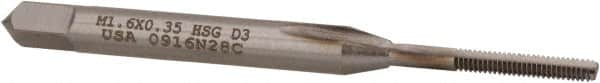 M1.6x0.35 Bottoming RH 6H D3 Bright High Speed Steel 2-Flute Straight Flute Hand Tap MPN:K027702AS