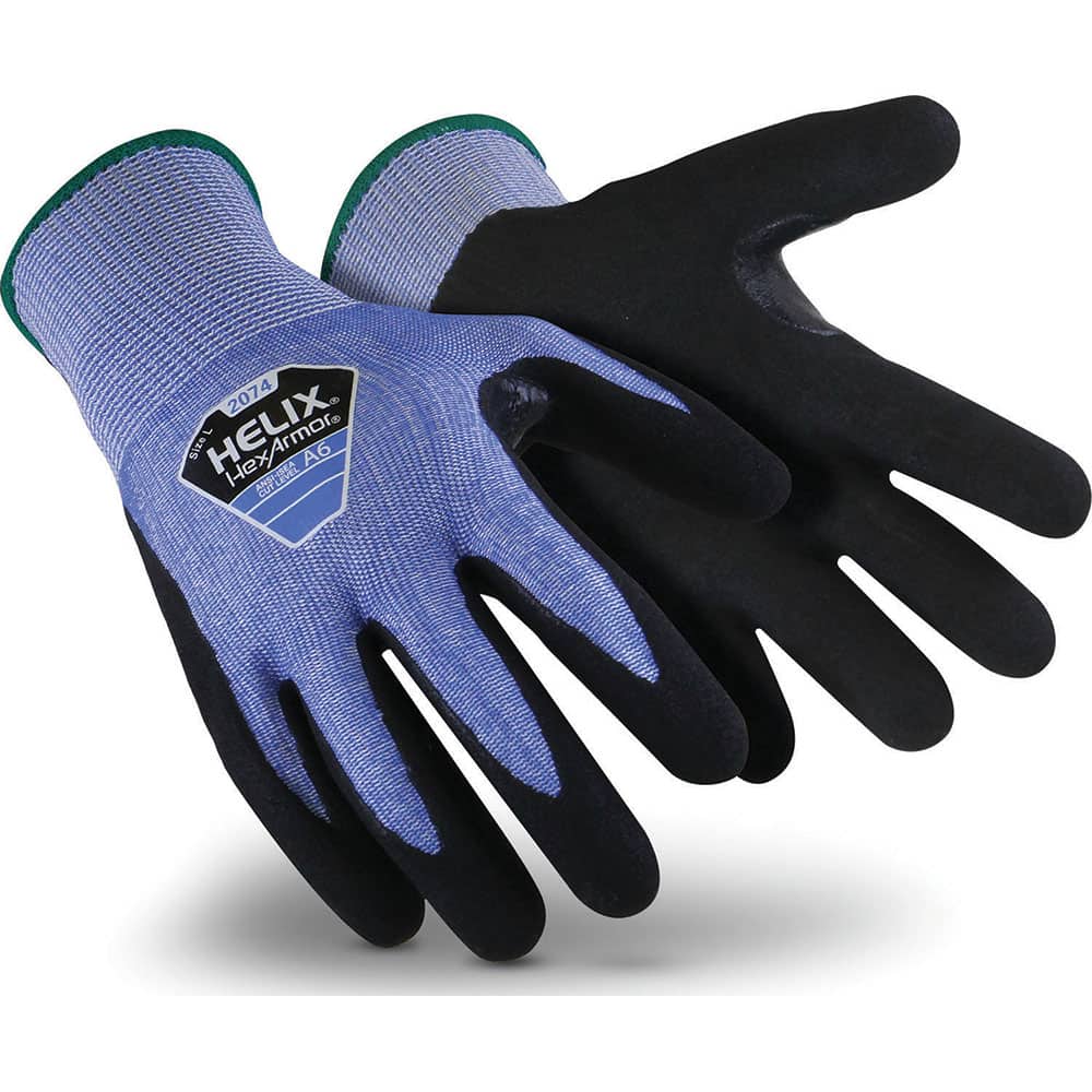 Cut-Resistant Gloves: Size 2XS, ANSI Cut A6, Sandy Nitrile, Fiberglass, HPPE & Steel, Puncture 3, Abrasion Level 5 MPN:2074-XXS (5)