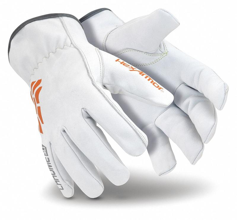 J7655 Leather Gloves Light Gray Orange M PR MPN:4061-M (8)