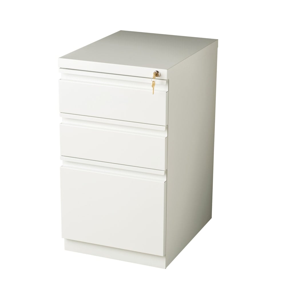 WorkPro 20inD Vertical 3-Drawer Mobile Pedestal File Cabinet, White MPN:20977