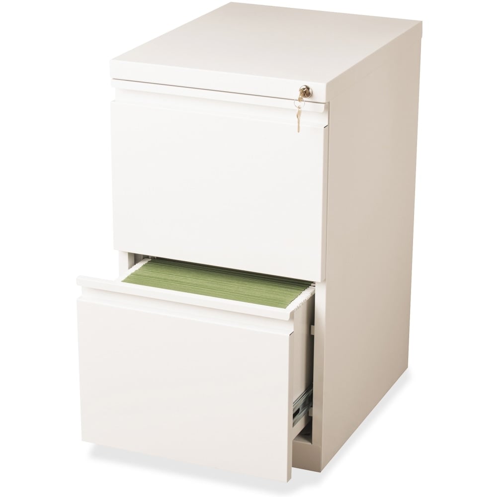 WorkPro 20inD Vertical 2-Drawer Letter-Size Mobile Pedestal File Cabinet, Metal, White MPN:20984