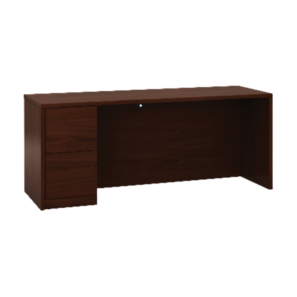 HON 10700 Series Left-Pedestal Credenza - 72in x 24in x 29.5in x 1.1in - 2 x File Drawer(s) - Single Pedestal on Left Side - Square Edge - Material: Wood - Finish: Laminate, Mahogany MPN:105904LNN