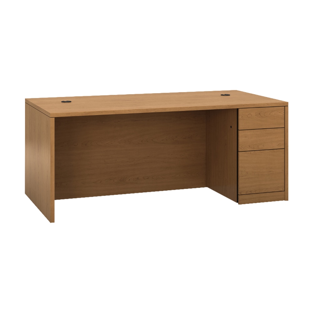 HON 10500 H105895R Pedestal Desk - 3-Drawer - 72in x 36in x 29.5in x 1.1in - 3 - Single Pedestal on Right Side - Material: Wood - Finish: Harvest, Laminate MPN:105895RCC