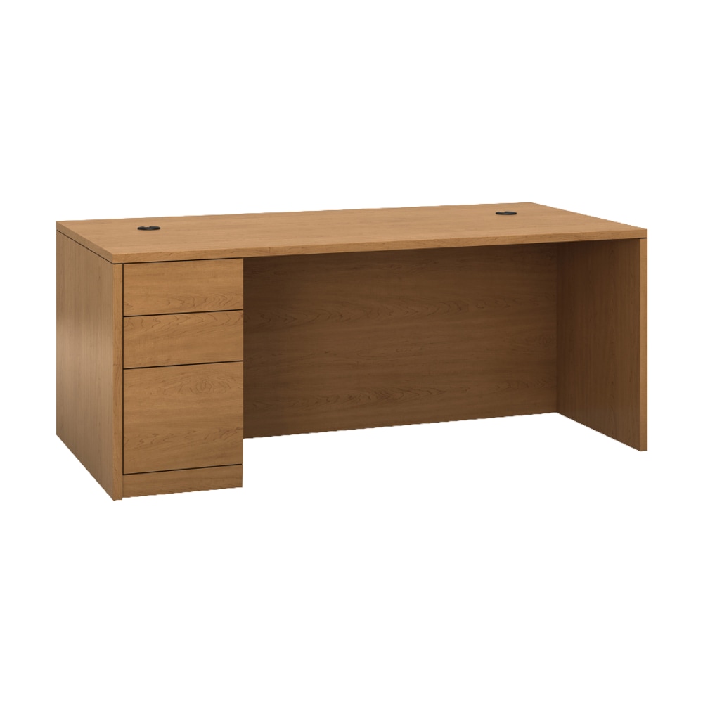 HON 10500 H105896L Pedestal Desk - 3-Drawer - 72in x 36in x 29.5in x 1.1in - 3 - Single Pedestal on Left Side - Material: Wood - Finish: Harvest, Laminate MPN:105896LCC