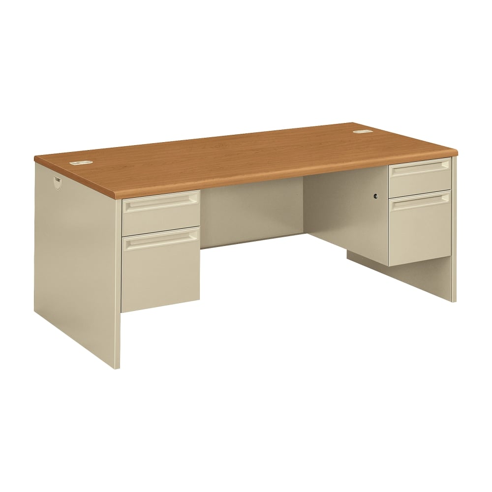 HON 38000 72inW Double-Pedestal Computer Desk, Harvest/Putty MPN:38180CL