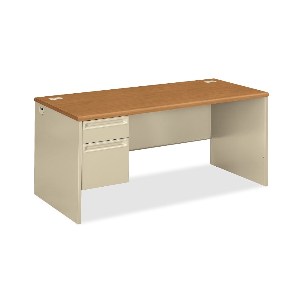 HON 38000 48inW Left-Pedestal Computer Desk With Lock, Harvest/Putty MPN:38292LCL