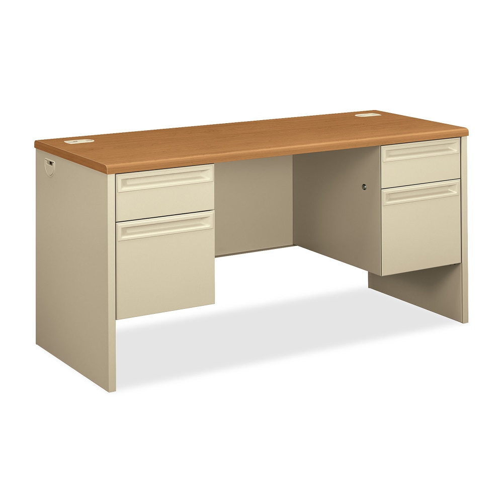 HON 38000 Kneespace 60inW Computer Desk Credenza, Harvest/Putty MPN:38852CL