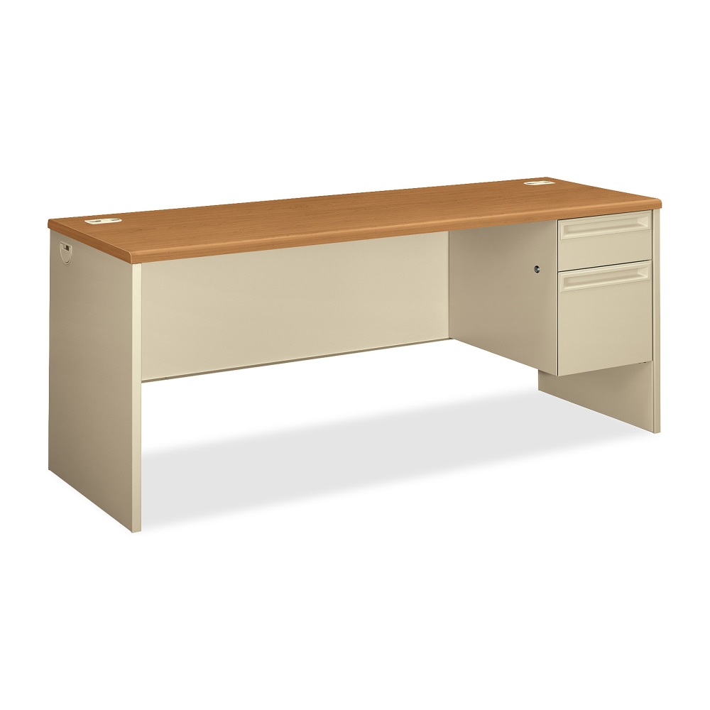 HON 38000 72inW Right-Pedestal Computer Desk Credenza With Lock, Harvest/Putty MPN:38856RCL