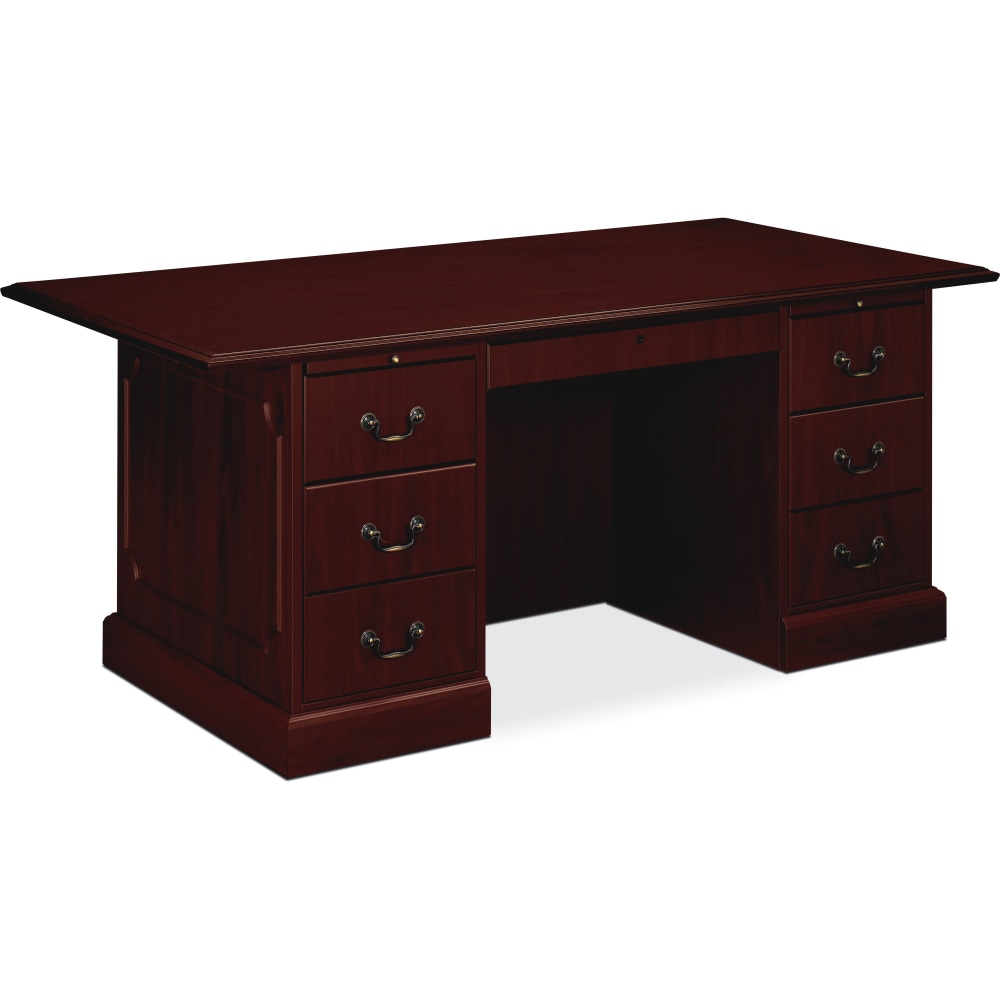 HON 94000 72inW Double-Pedestal Computer Desk, Mahogany MPN:94271NN