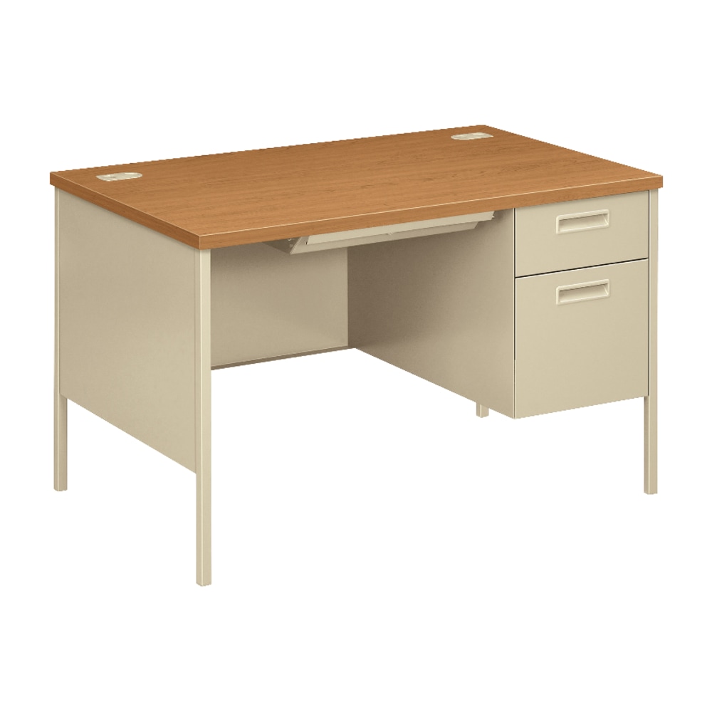 HON Metro Classic 48inW Single-Pedestal Computer Desk, Harvest/Putty MPN:P3251RCL