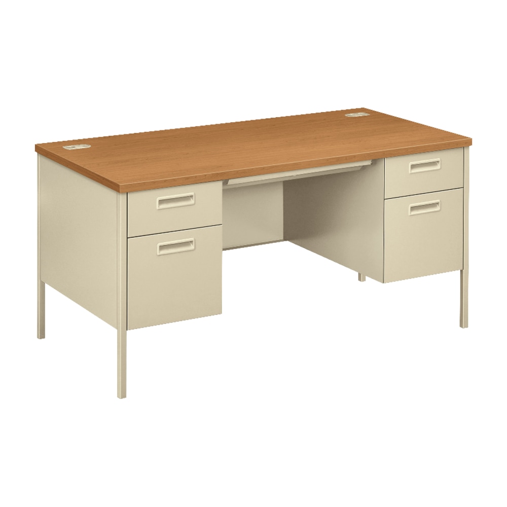 HON Metro 60inW Classic Double-Pedestal Computer Desk, Harvest/Putty MPN:P3262CL