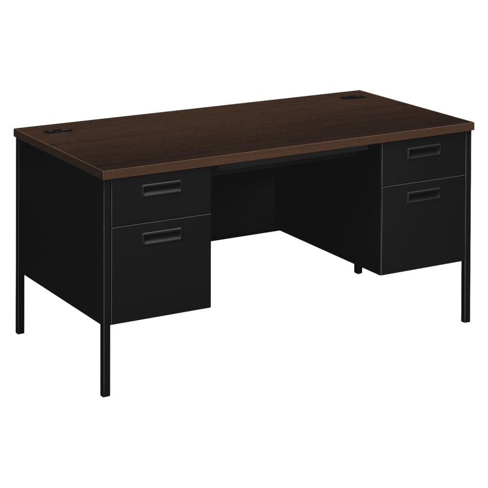 HON Metro 60inW Classic Double-Pedestal Computer Desk, Mocha/Black MPN:P3262MOP