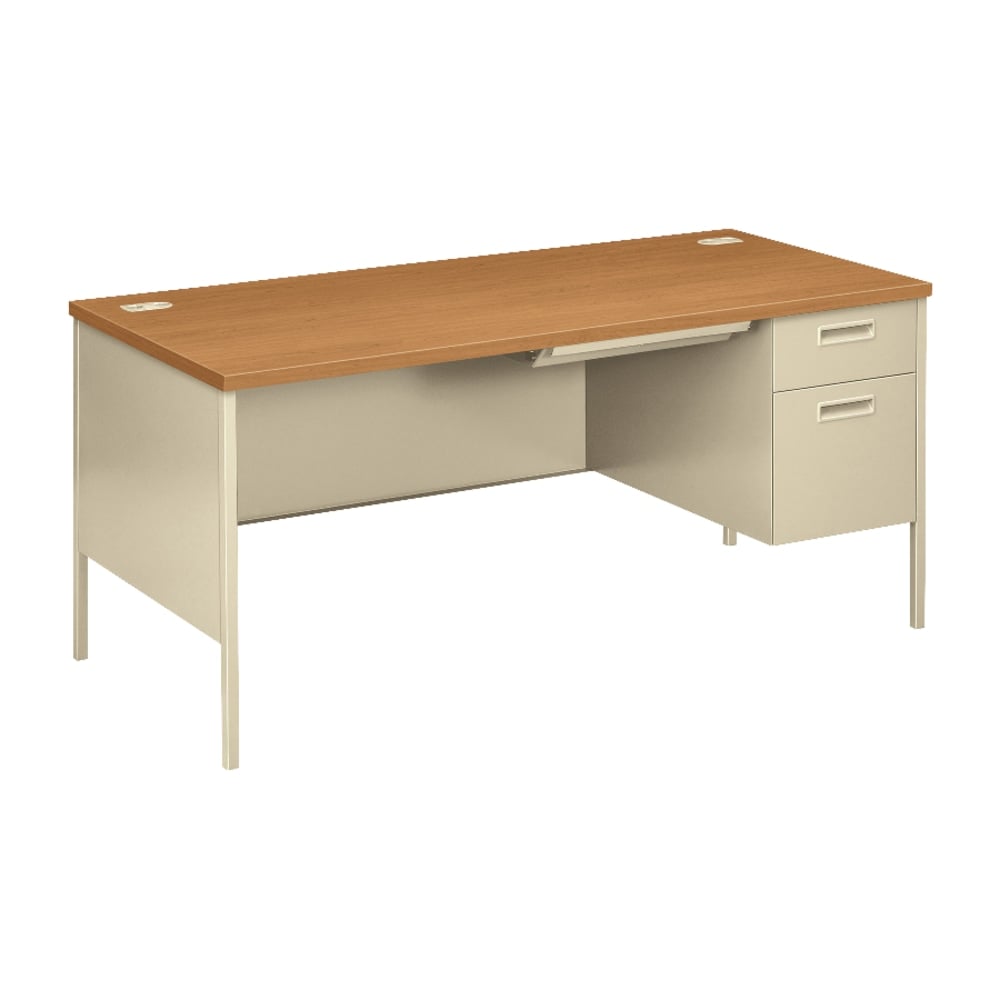 HON Metro Classic 66inW Right-Pedestal Computer Desk, Harvest/Putty MPN:P3265RCL