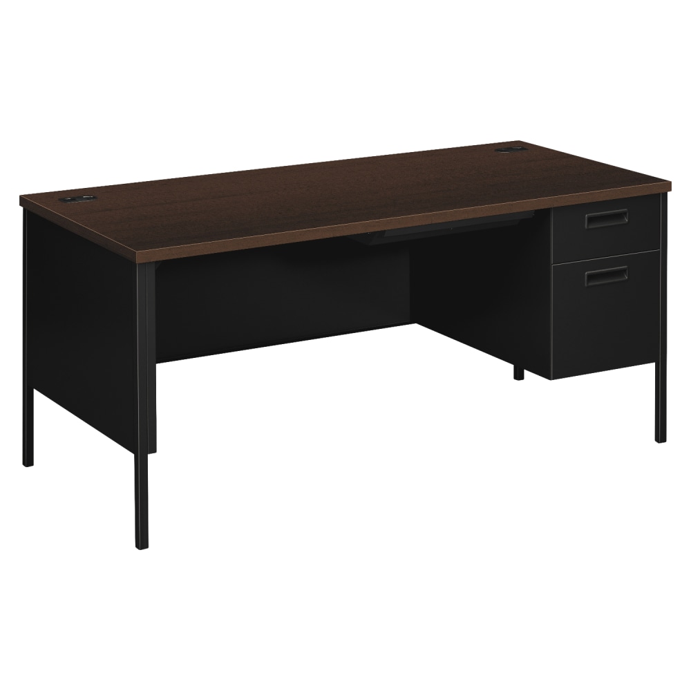 HON Metro Classic 66inW Right-Pedestal Computer Desk, Mocha/Black MPN:P3265RMOP