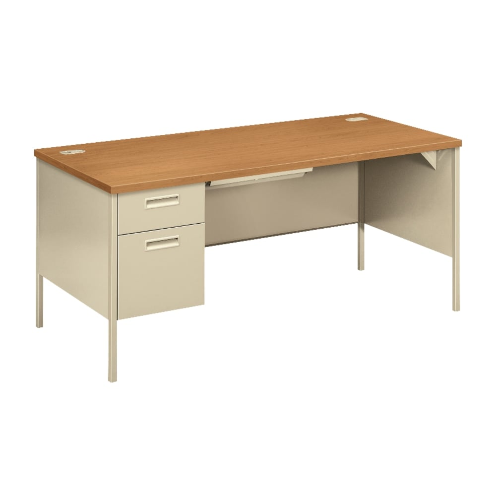 HON Metro Classic 66inW Left-Pedestal Computer Desk, Harvest/Putty MPN:P3266LCL