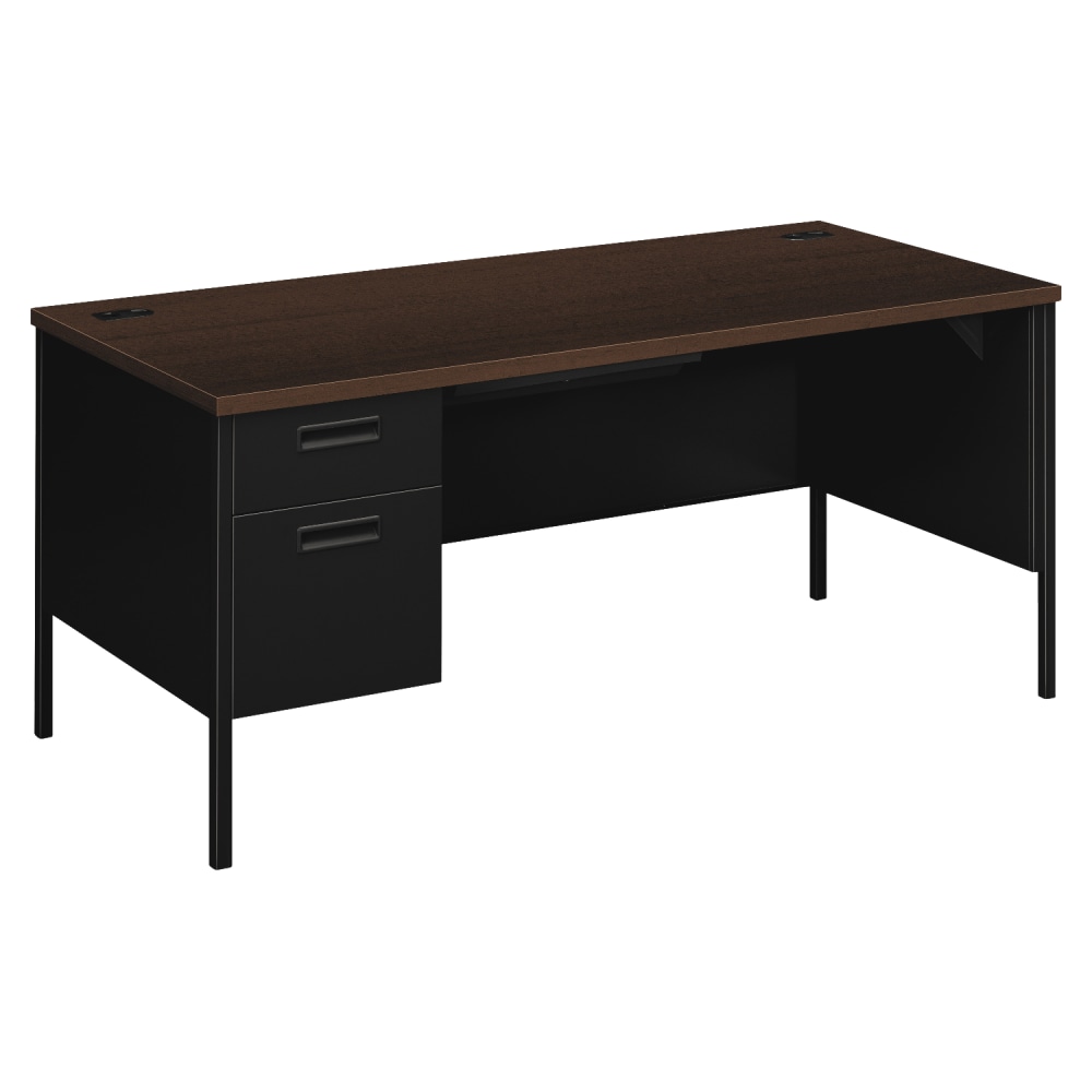 HON Metro Classic 66inW Left-Pedestal Computer Desk, Mocha/Black MPN:P3266LMOP