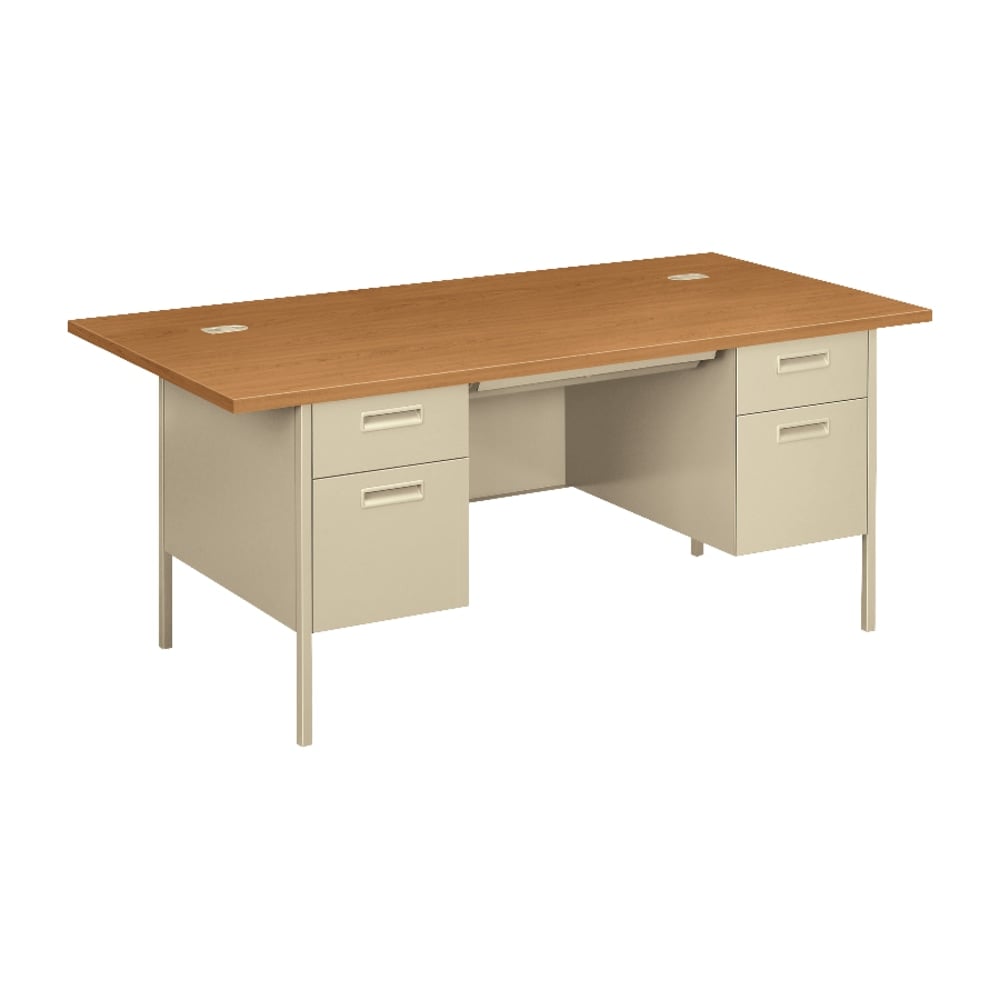 HON Metro Classic 72inW Double-Pedestal Computer Desk, Harvest/Putty MPN:P3276CL