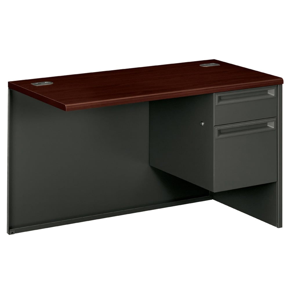 HON 38000 48inW Right-Pedestal Desk Return, Mahogany/Charcoal MPN:38215RNS