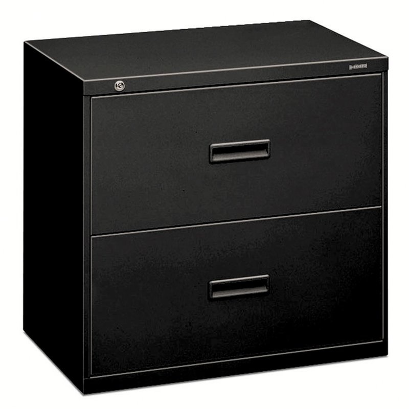 HON 400 30inW x 19-1/4inD Lateral 2-Drawer File Cabinet, Black MPN:432L-P