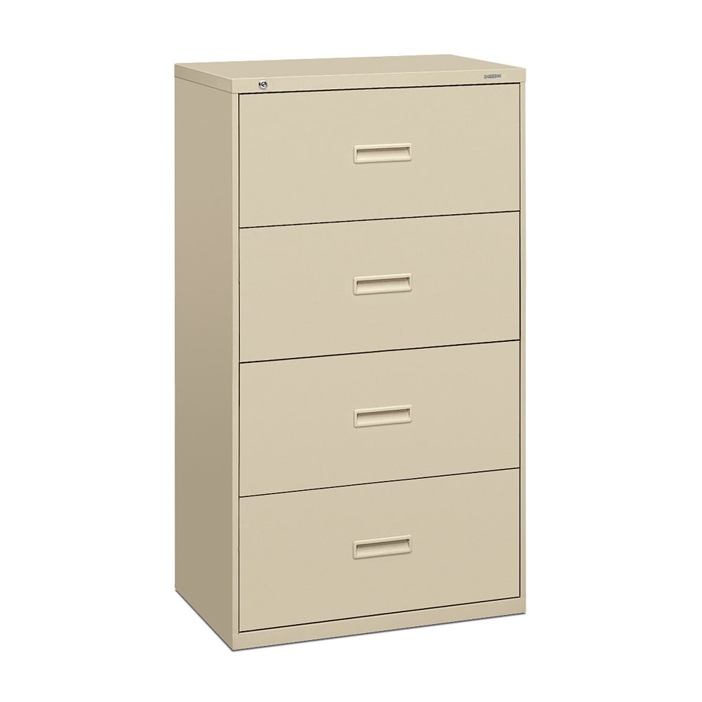 basyx by HON 400 30inW x 19-1/4inD Lateral 4-Drawer File Cabinet, Putty MPN:434L-L