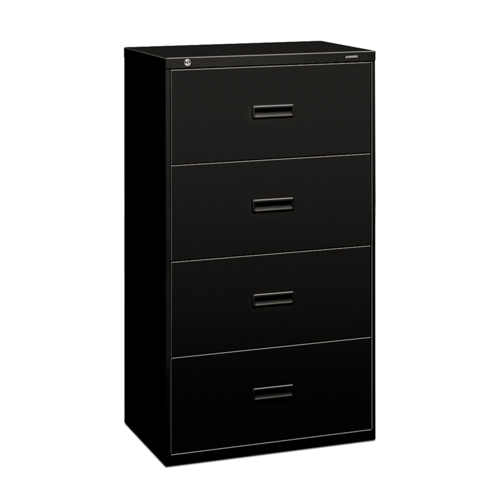 HON 400 30inW x 19-1/4inD Lateral 4-Drawer File Cabinet, Black MPN:434L,P