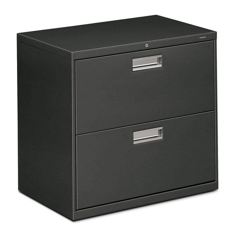 HON 600 30inW x 19-1/4inD Lateral 2-Drawer File Cabinet With Lock, Charcoal MPN:672LS