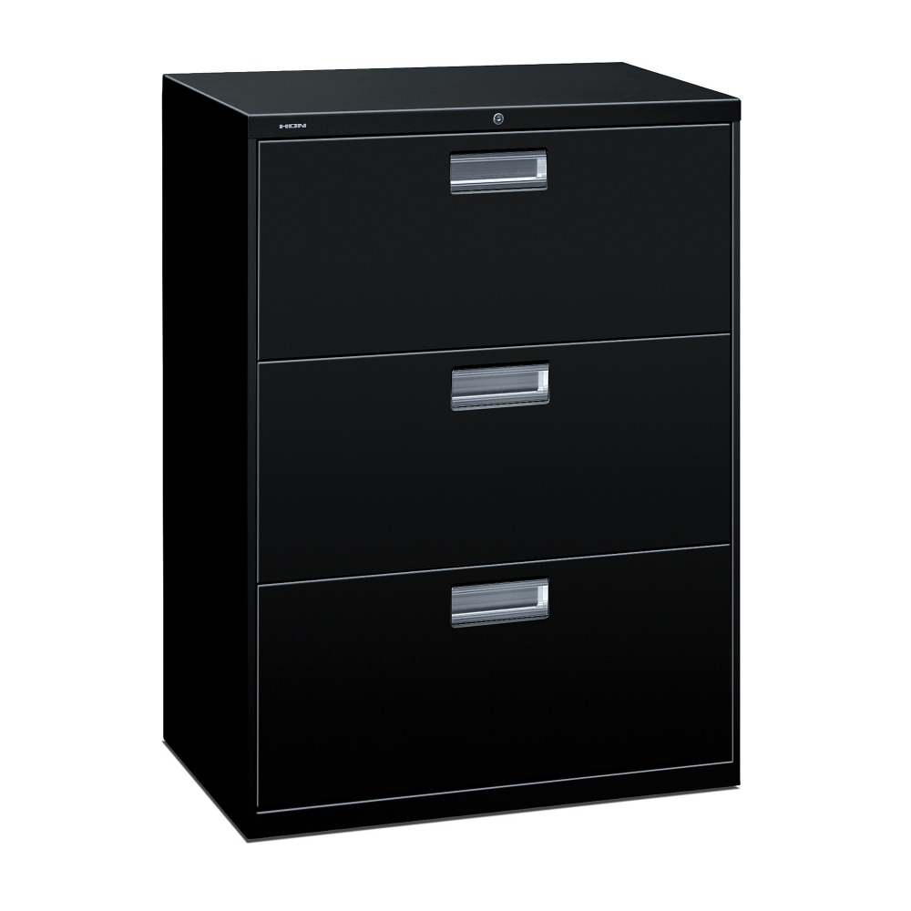 HON Brigade 600 30inW x 18inD Lateral 3-Drawer File Cabinet, Black MPN:673LP