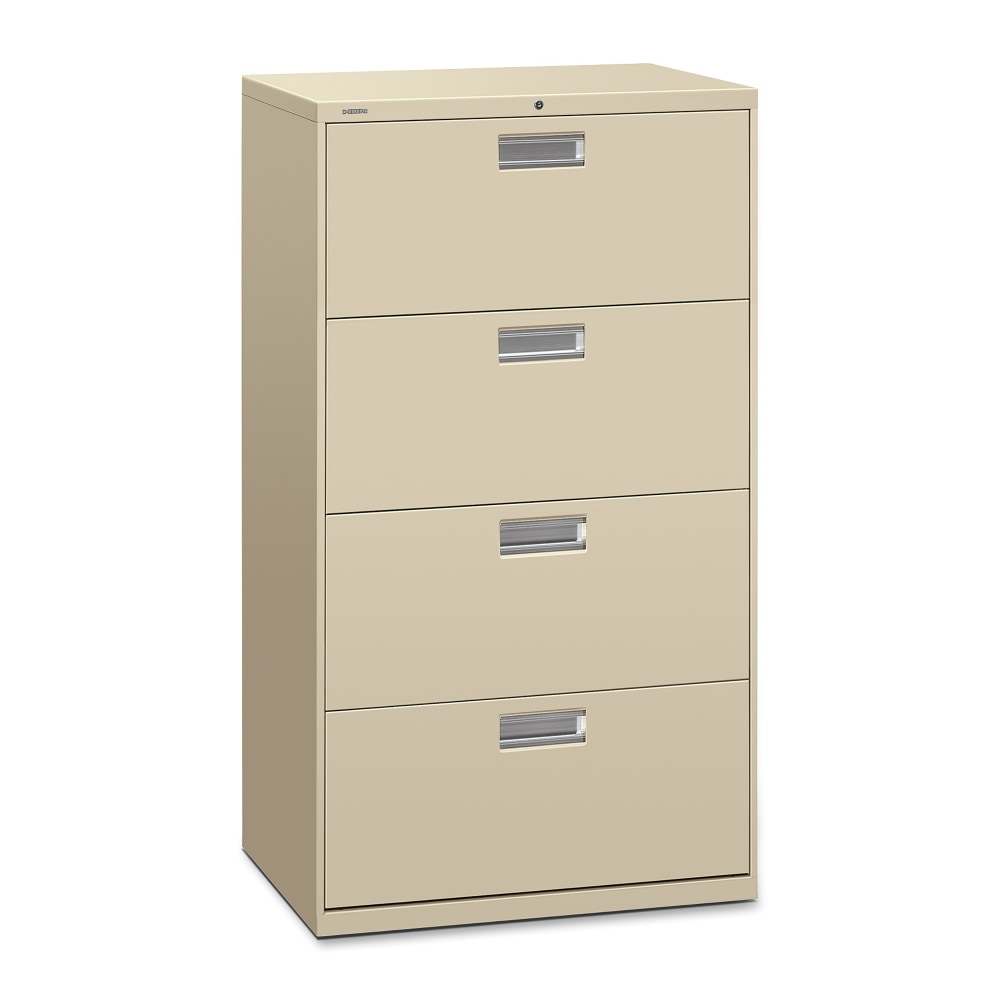 HON 600 30inW x 19-1/4inD Lateral 4-Drawer File Cabinet With Lock, Putty MPN:674LL