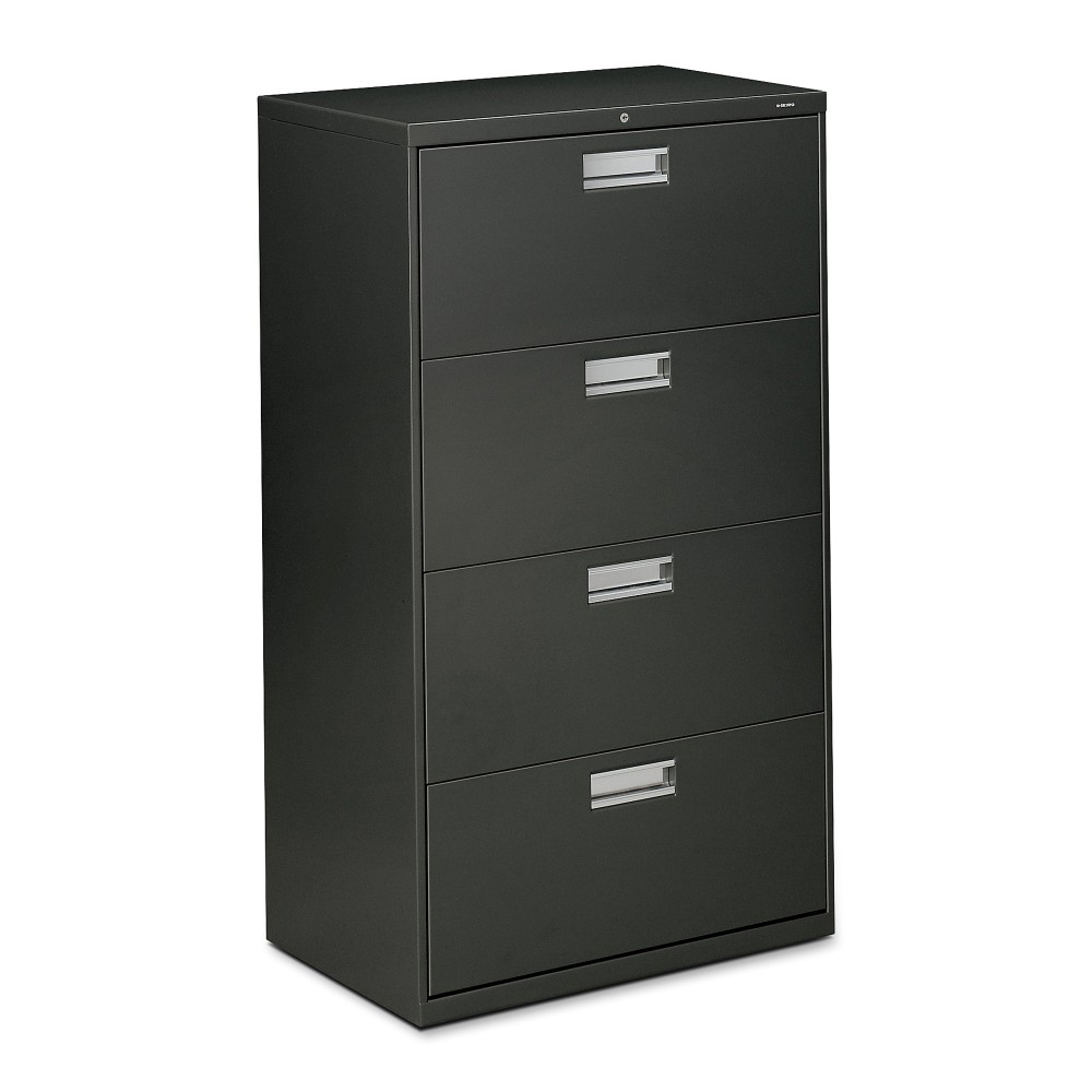 HON 600 30inW x 19-1/4inD Lateral 4-Drawer File Cabinet With Lock, Charcoal MPN:674LS