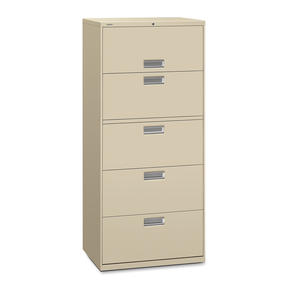 HON 600 30inW x 19-1/4inD Lateral 5-Drawer File Cabinet With Lock, Putty MPN:675LL