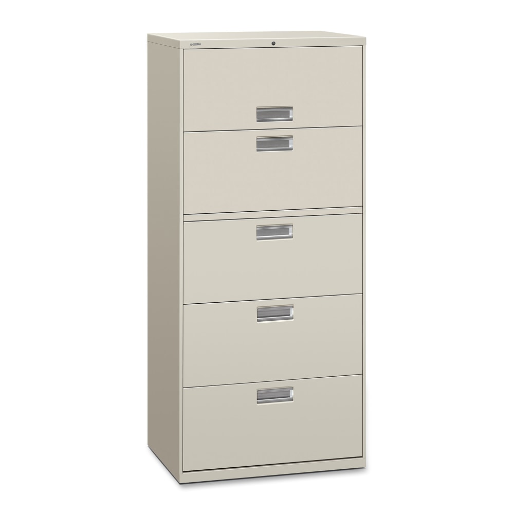 HON 600 30inW x 19-1/4inD Lateral 5-Drawer File Cabinet With Lock, Light Gray MPN:675LQ