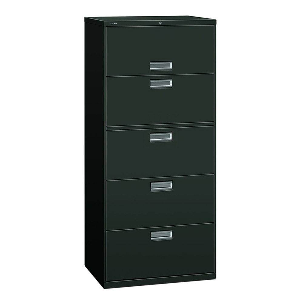 HON 600 30inW x 19-1/4inD Lateral 5-Drawer File Cabinet With Lock, Charcoal MPN:675LS