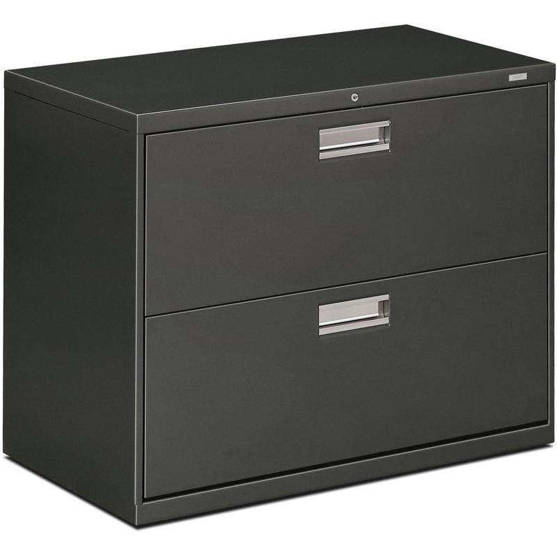 HON 600 36inW x 19-1/4inD Lateral 2-Drawer File Cabinet With Lock, Charcoal MPN:682LS